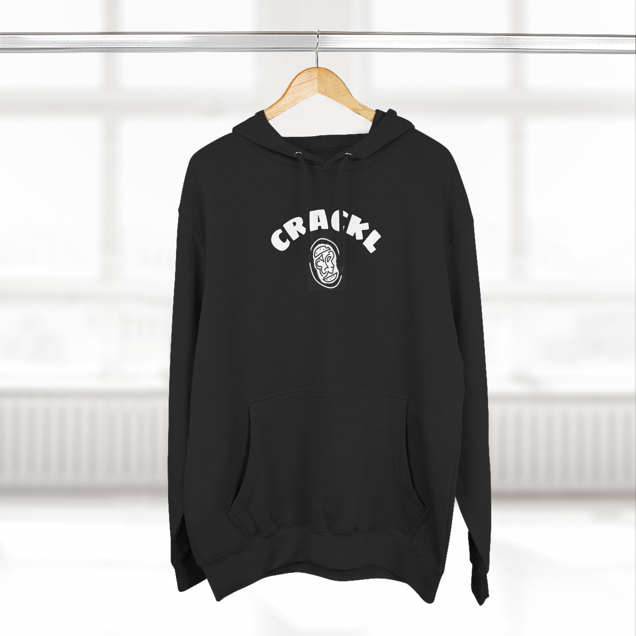 Black Crackl College Unisex Hoodie — Graphic Fleece Pullover
